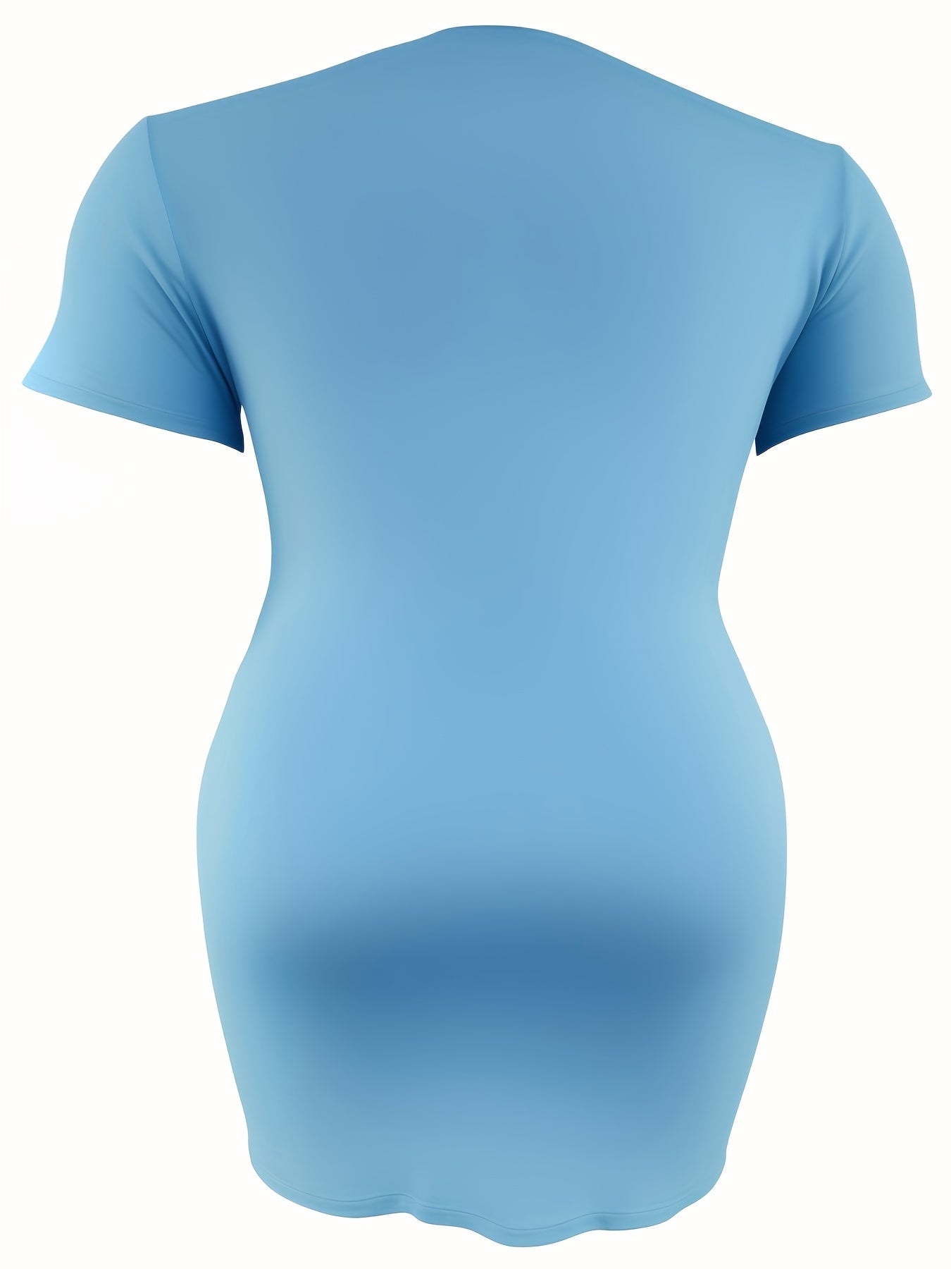  Solid Short Sleeve V Neck Tee Dress