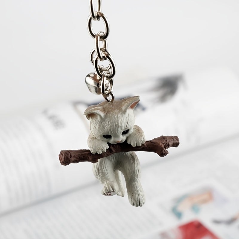 Love Simulation Branch Bell Kitten Keychain Doll Pendant