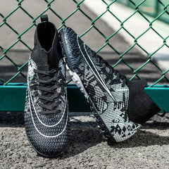 Boy's High Top Turf Soccer Cleats Anti-Skid Lace Up TF Football Boots