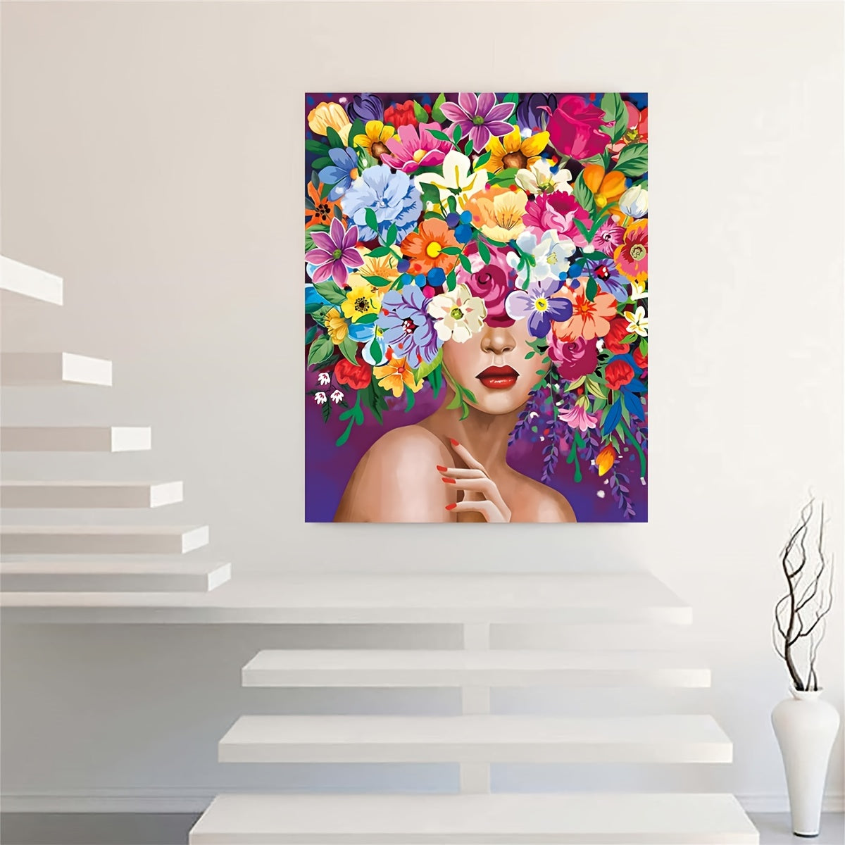 Flower Woman Canvas Painting Frameless Decorative Wall Art Picture