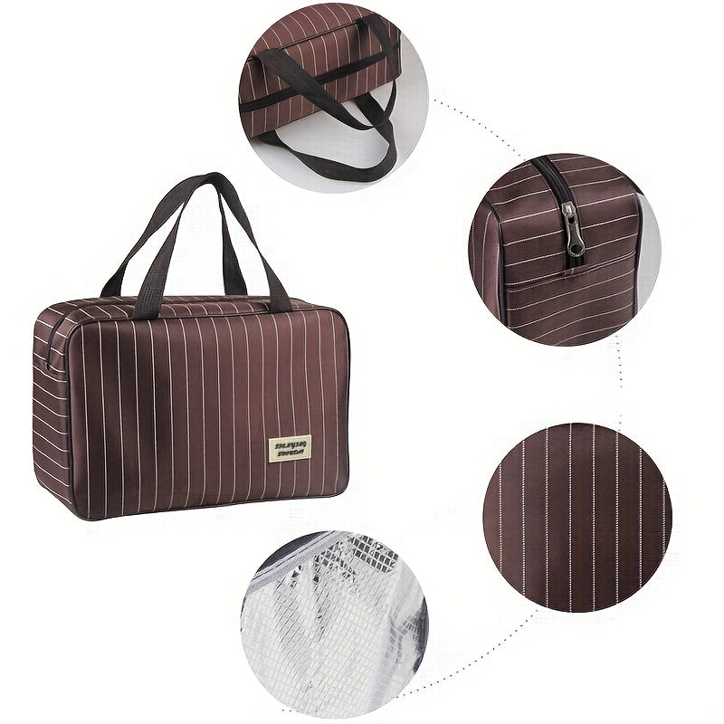 Striped Toiletry Bag Waterproof Travel Business Trip Storage Cosmetic Bag
