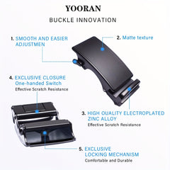 YOORAN Men's Ratchet Leather Dress Belt, Cut-to-Fit, 1.7 x 62.2