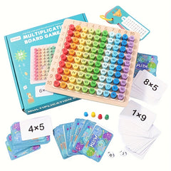 Wooden Multiplication Board Game Educational Math Toy 1-100 Colorful Grid