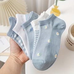 10 Pairs Strawberry Print & Low Cut Ankle Socks Women's Stockings