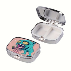 Cartoon Metal Medicine Box 2 Compartment Pill Organizer
