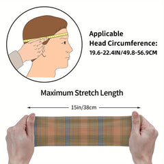 Vintage Plaid Headband Earthy Tones Soft Fabric for Sports & Casual Outfit