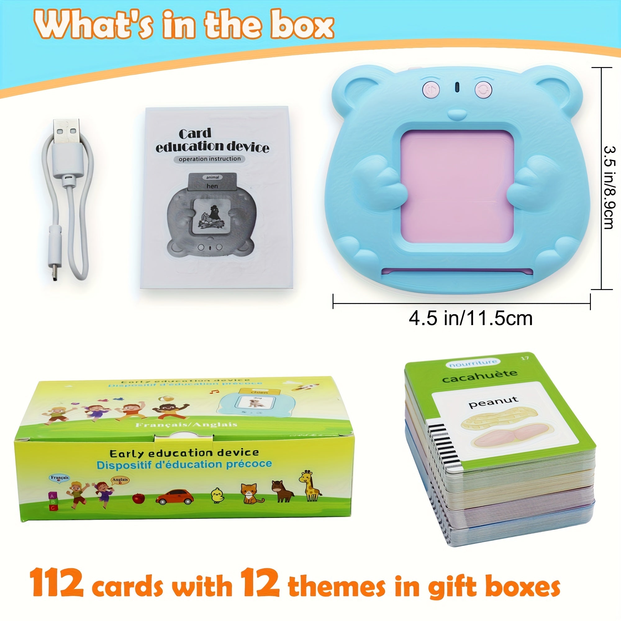 French English Bilingual Flash Cards Toy