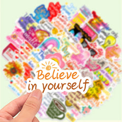 50pcs Vinyl Stickers for Notebooks - Reusable Inspirational Motivational Decals
