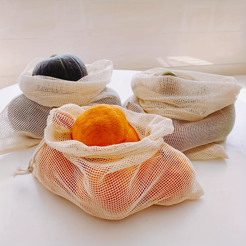 1pc Cotton Fruit Mesh Bag Drawstring Mouth Bag Storage