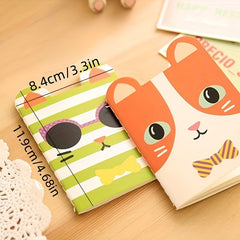 4 Pack Cartoon Animal Ear Print Paper Cover 16 Sheets Lined Small Journals