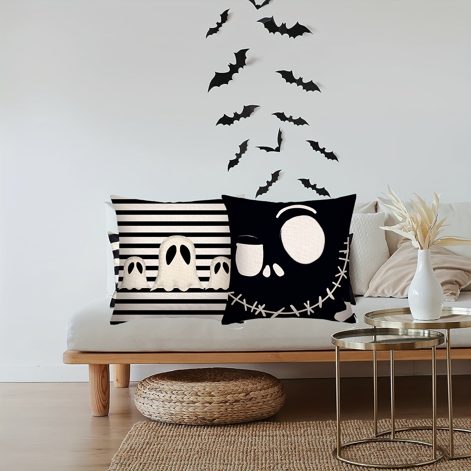 Halloween Cotton Linen Square Throw Pillow Case Decorative Cushion Cover