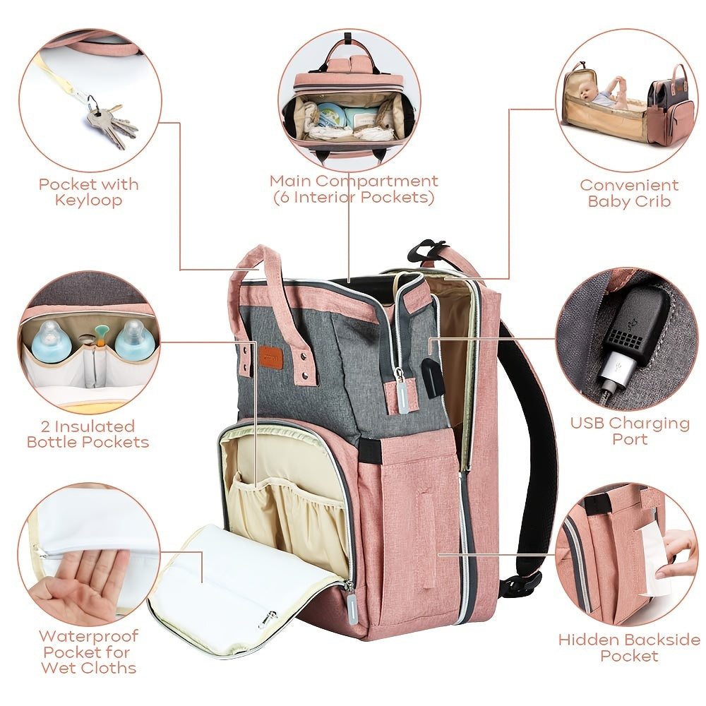 Large Capacity Foldable Mommy Bag Bed Waterproof Diaper Bag