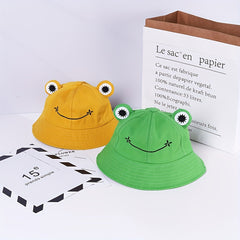 Frog Cartoon Bucket Hat Embroidery Solid Unisex Basin Hat Sunshade Travel Beach
