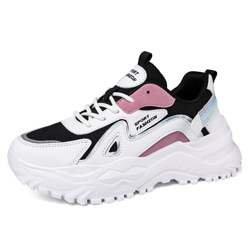 Women's Colorblock Chunky Sneakers Platform Lace Up Running Shoes