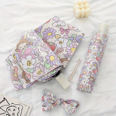 Flower Vinyl Auto Folding Umbrella Rain Or Shine Dual use Umbrella