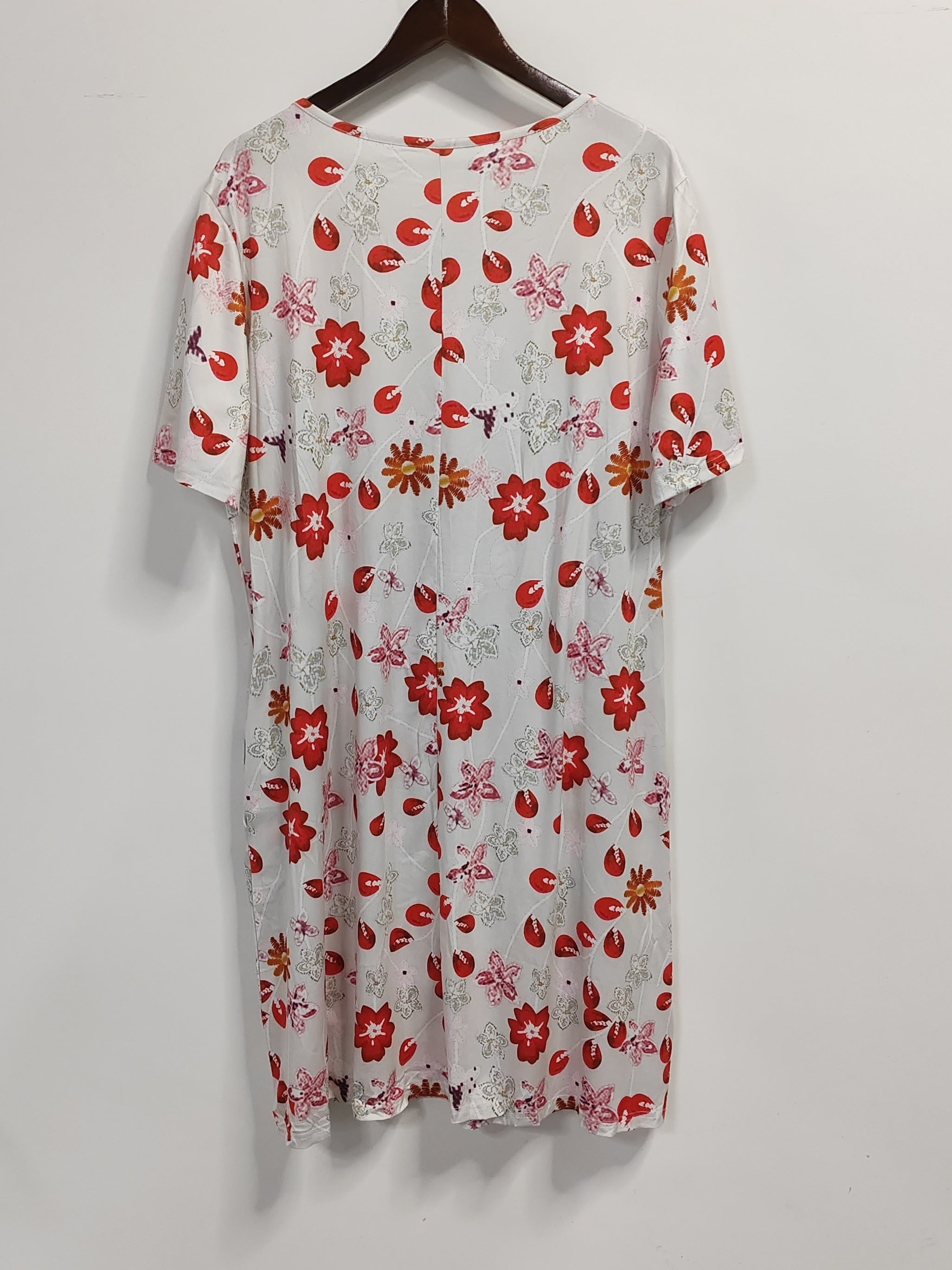 Floral Print Short Sleeve Plus Size Casual Dress with Pockets