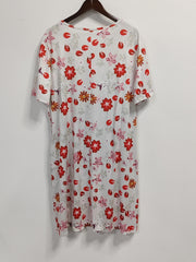 Floral Print Short Sleeve Plus Size Casual Dress with Pockets