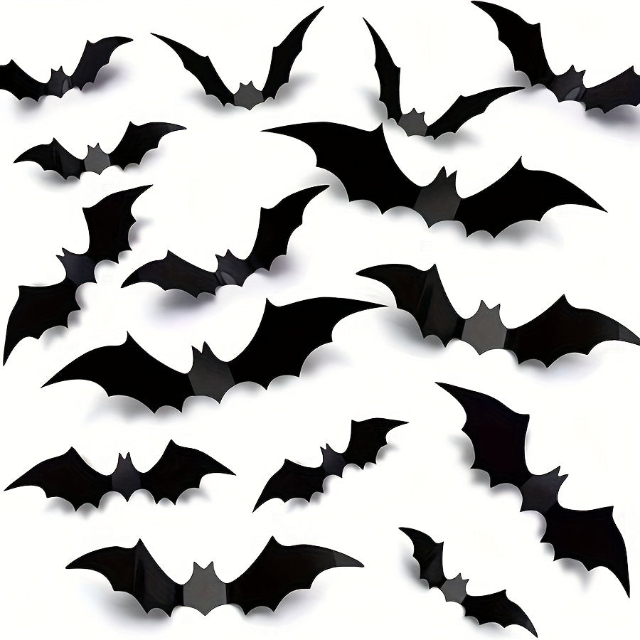 36pcs Halloween 3D Bat Decoration Stickers Waterproof Spooky Bats Room Decor