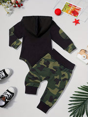 Baby Boy Plaid Letter Print Hoodies Long Pants 2pcs Set
