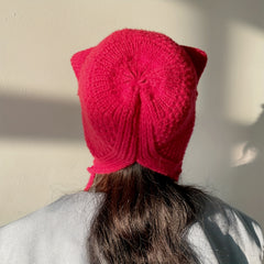 Cartoon Cat Ear Beanie Knit Hat for Women Men