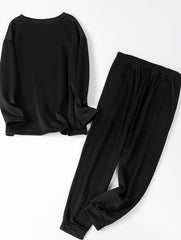  Cross Letter Print Lounge Set Long Sleeve Fleece Top & Joggers Pajamas