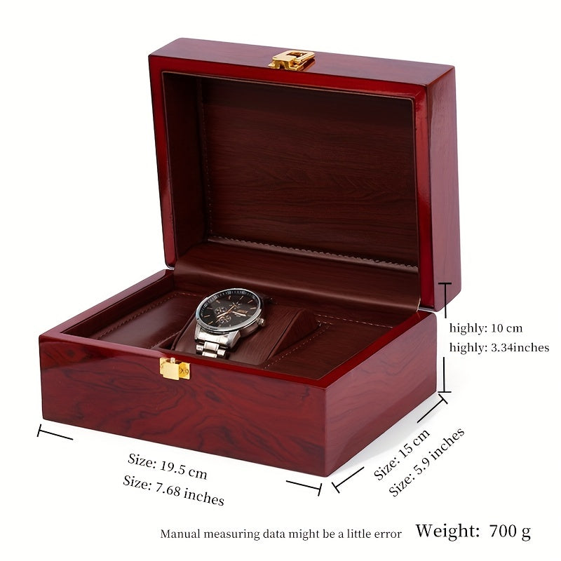 Red PU Leather Lining Wooden Watch Box