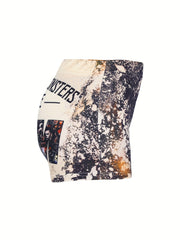 Plus Size Sexy Shorts Women's Plus Art Letter & Monster Print