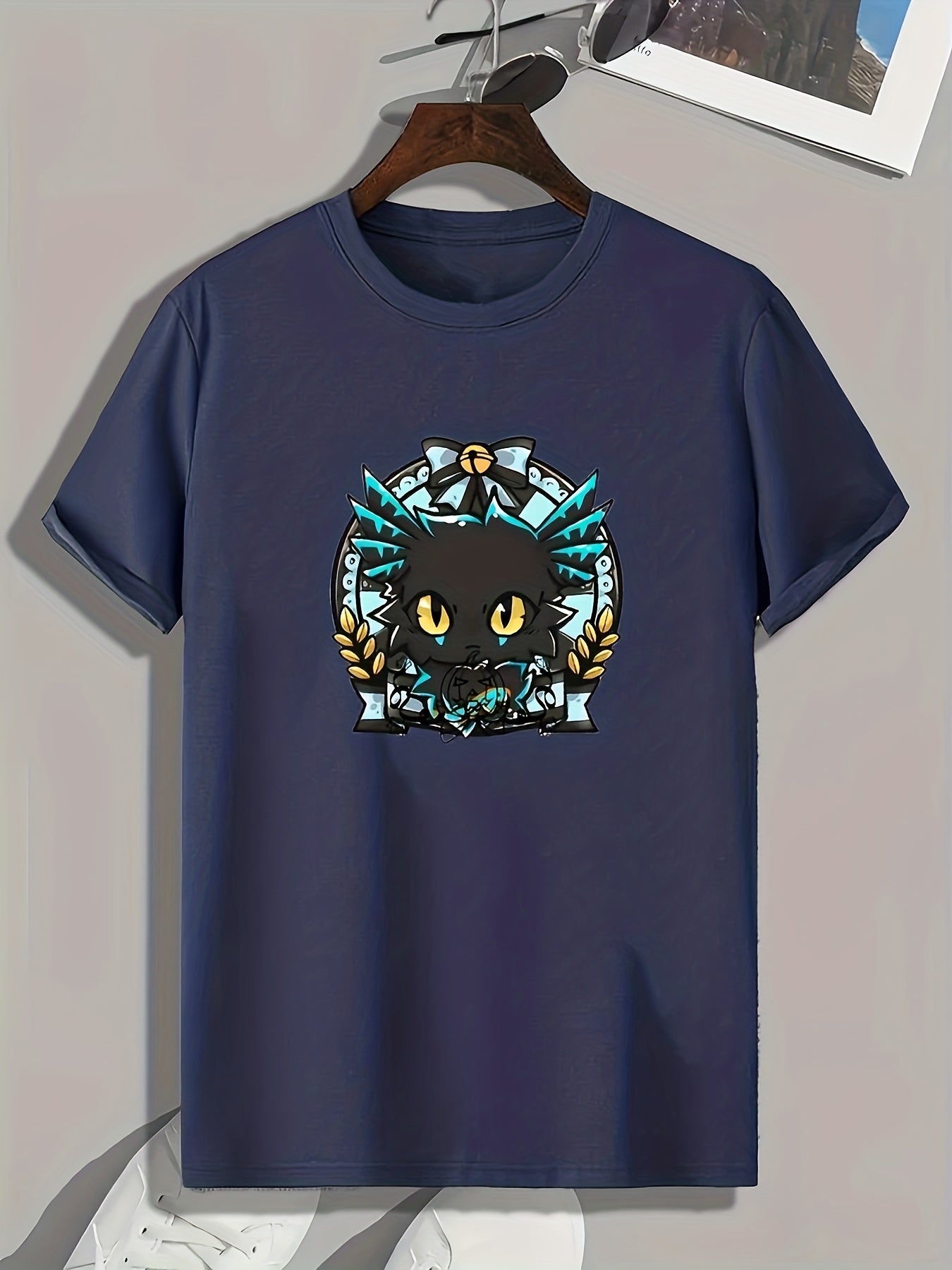 Cartoon Pattern Print Men's Comfy Sports T-shirt Graphic Tee