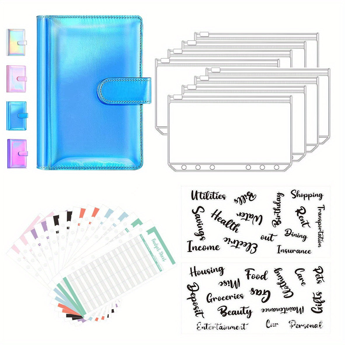 Budget Binder with Zipper Envelopes & Expense Budget Sheets