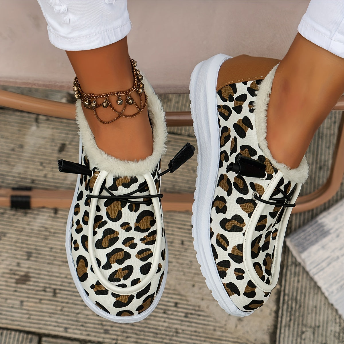 Leopard Pattern Non-slip Warm Walking Sneakers Sport Shoes