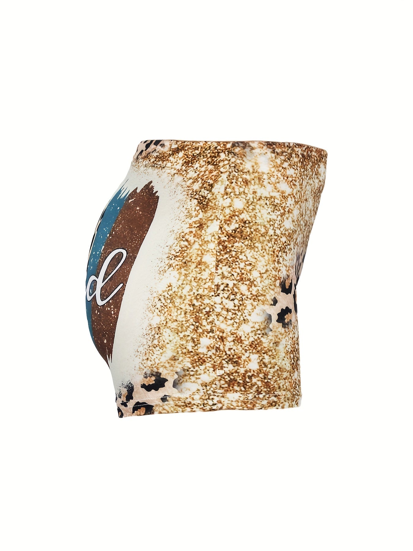  Sexy Shorts Women's Plus Colorblock Leopard & Art Letter & Sequin Prin