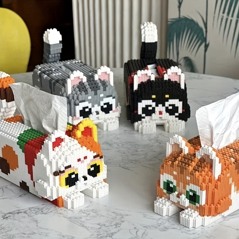 Colorful Pixel Building Block Tissue Box Durable PP Storage