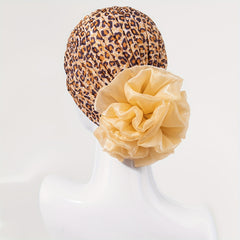 Brown Leopard Print Turban Cap Head Scarf Chemo Hat