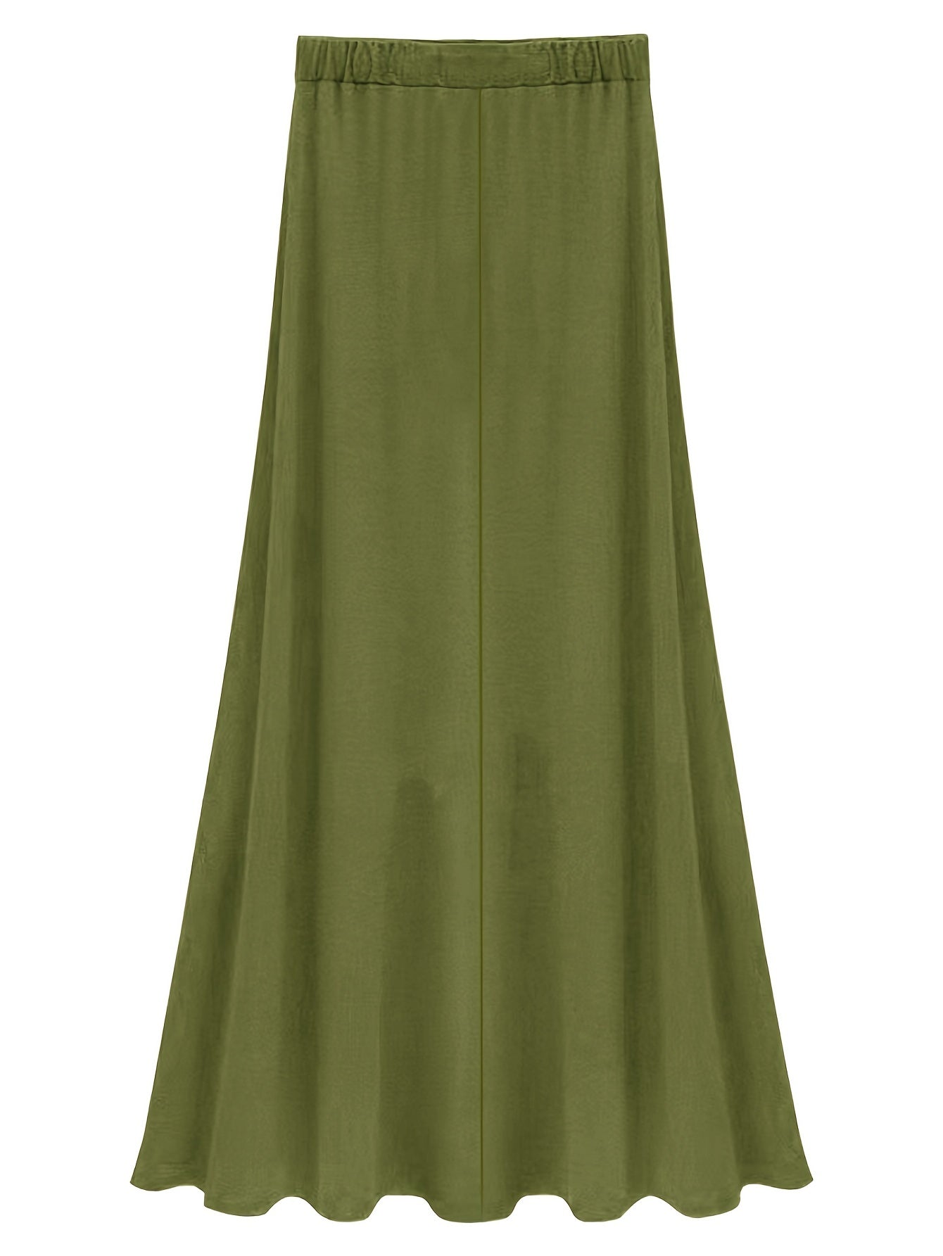  Solid Drawstring High Rise Maxi Skirt