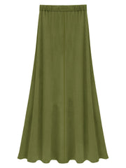  Solid Drawstring High Rise Maxi Skirt