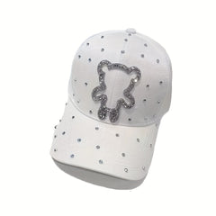 Rhinestone Teddy Couple Baseball Cap Cartoon Bear Sun Hat