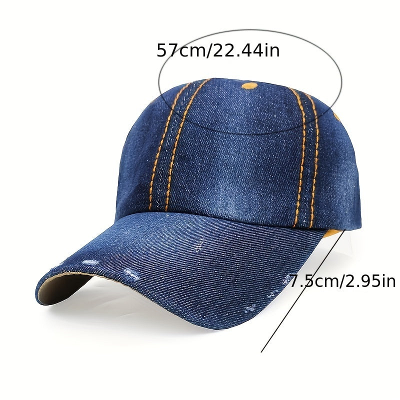 Distressed Denim Baseball Cap Hip Hop Unisex Dad Hat