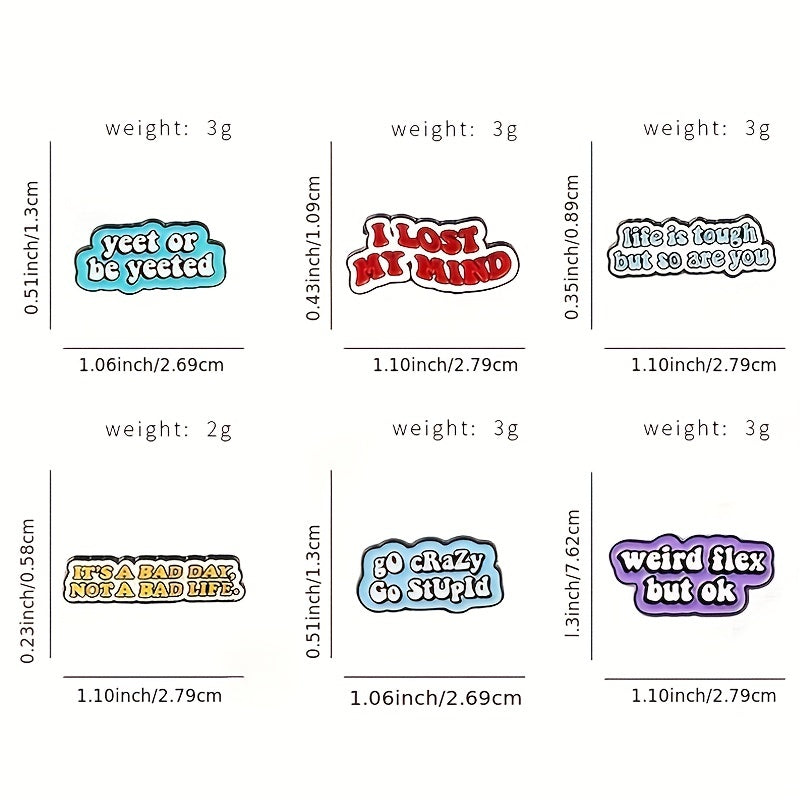 Funny Quote Enamel Pins Badges Letters Dialog Bag Brooches Cartoon Lapel Pin