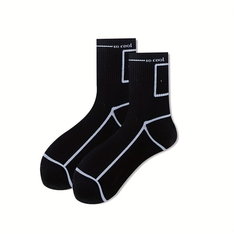 5 Pairs Letter Print Socks Comfy Mid Tube Socks Women's Stockings