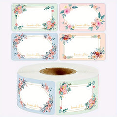 250pcs Flowers Name Labels Kitchen Blank Handwritten Date Stickers