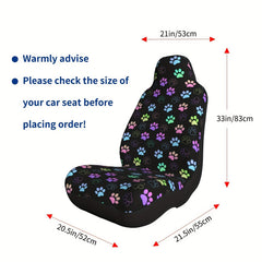 Colorful Dog Paw Print Car Seat Cover