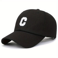 C Label Baseball Cap Cotton Solid Adjustable Sports Hat Outdoor Sunscree