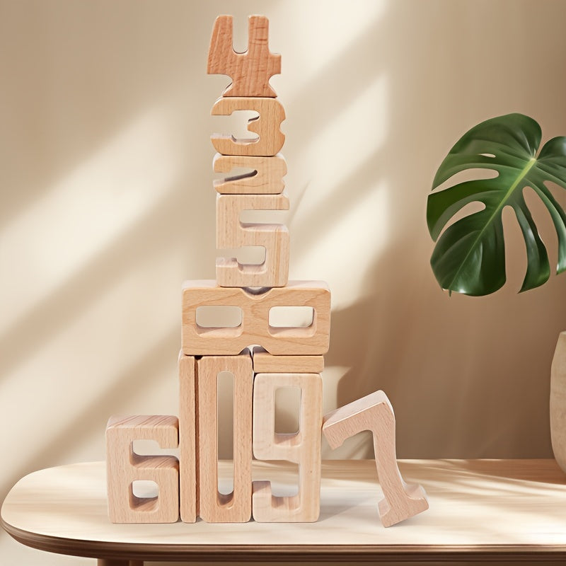 Wood Number Blocks 1-10 Math Learning Toy - Holiday Gift