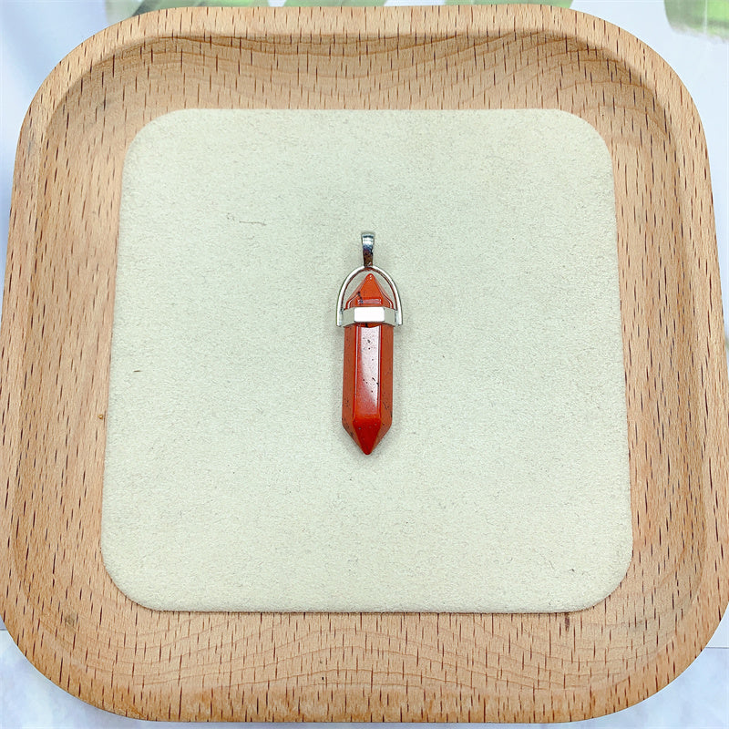 Crystal Tower Pendant Natural Quartz Point Wand Charm Obelisk 41mm