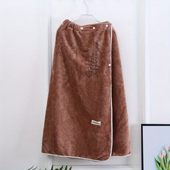 Embroidered Wearable Bath Towel for Adults - Absorbent Bathrobe