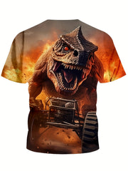 3D Dinosaur Graphic Short Sleeve T-shirt for Boys Girls
