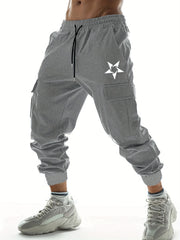 Pentagram Pattern Drawstring Joggers Men s Cargo Pants Spring Fall
