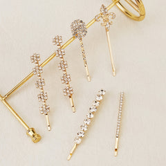 6pcs Golden Rhinestone Hairpin Wedding Hair Clip