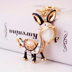 Donkey Rhinestone Keychain Animal Ornament Gift