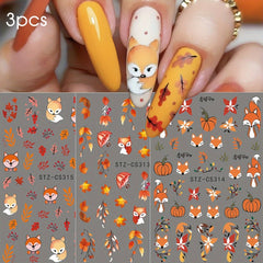 Autumn Nail Art Stickers Fall Leaves Pumpkins Ghosts Mushrooms Sunflowers